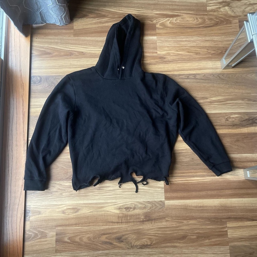 Cropped Distressed Pullover Hoodie #streetwear #cropped #distressed #fashionnova